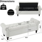Premium Upholstered Storage Bench with Lift-Top & Wooden Legs | Elegant Bedroom & Living Room Furniture